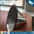 Permanent double layer fine mesh 18/8 cone shape coffee filter dripper